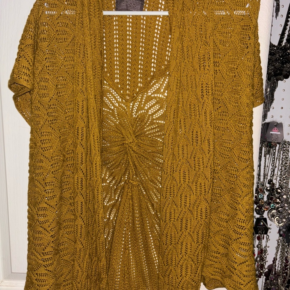 Mustard Open Knit Cardigan
